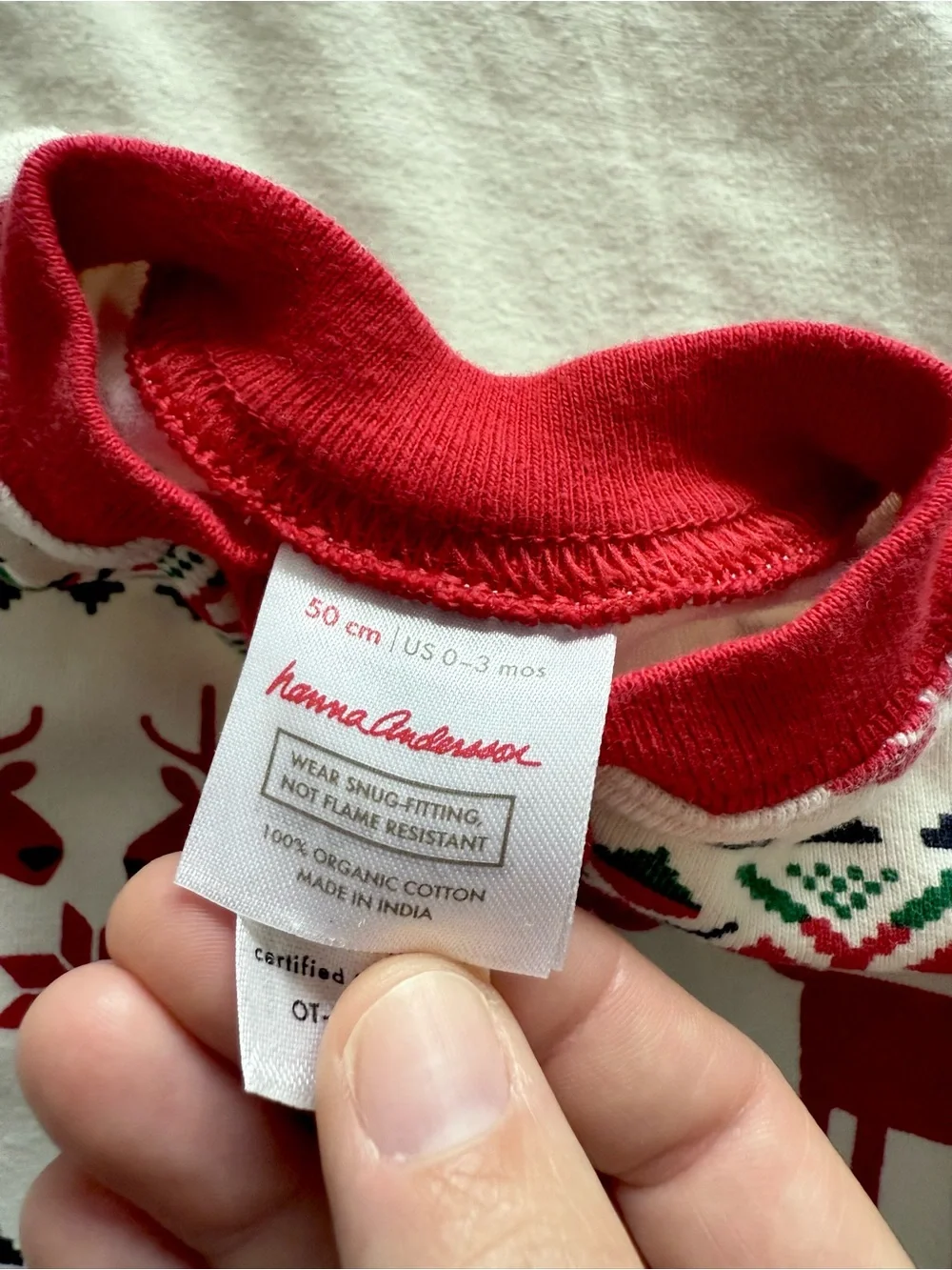 Hanna Andersson Organic Cotton Zip Sleeper 0-3M Fair Isle Dear Deer Christmas